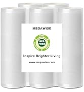 MegaWise 5 Rolls of Vacuum Sealer Machine Bags, 8 inch wide and 21.6 Feet Long for Megawise & oth...