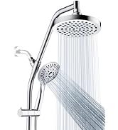 BRIGHT SHOWERS Rain Shower Head Combo with Solid Brass Slide Bar & Diverter, Dual High Pressure S...