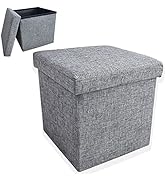 SCGFPOE Storage Ottoman Cube, Foot Rest Folding Stool Seat, Linen Small Coffee Table, 12“X12”X12”...