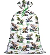 Loveinside Jumbo Large Plastic Gift Bag, Dinosaur with Tropical Monster Truck Design Design Plast...