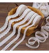 IDONGCAI Cotton Lace Trim Assortment, 30yards White Crochet Lace Ribbon Bundle for Sewing & Craft...