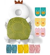 JunNeng Toddler Baby Head Protector Pad Safety Cushion with Knee Pads&Anti-Slip Socks (Turtle),6 ...