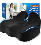 CushZone Seat Cushion, Ergonomic Memory Foam Seat Cushions for Office Chairs, Car, Long Trip, Des...