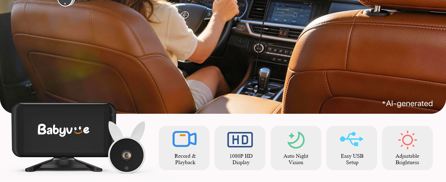 Baby Car Camera with Video Recording & Playback
