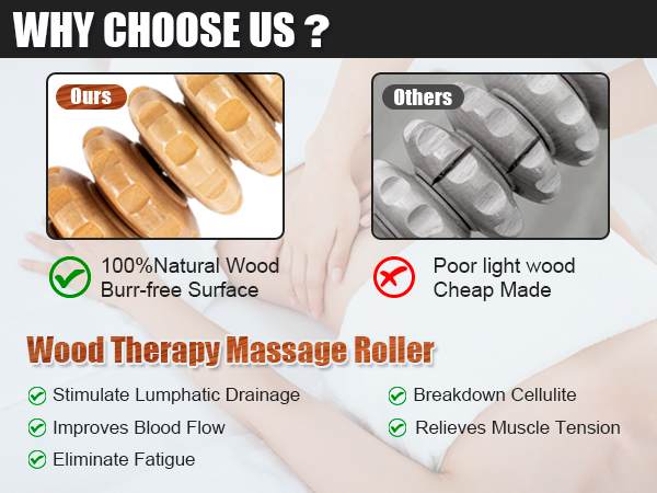 wooden massage roller stick lymphatic drainage tool