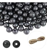 ZHFMLY 10mm 700pcs Black Painted Wooden Beads Round Space Bracelet Beads for Keychain Making, DIY...
