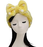 Shintop Sweet Super Soft Caroset Polka Dots Wash Cosmetic Headband Hairlace (yellow polka dots)