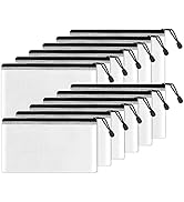 SUNEE Plastic Mesh Zipper Pouch 4x9 in (Black, 12 Packs), Small Water-Resistant Zip Bag for Schoo...