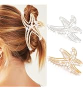 Banatra Starfish Hair Claw Clips Pearl Hair Clip Claw Gold Metal Hair Clips Rhinestone Hair Acces...