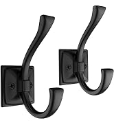 TOFIIGREM 2 Pack Antique Black Coat Hooks for Wall Hanging Hat, Key, Bag, Robe, Towel, Mudroom Ho...
