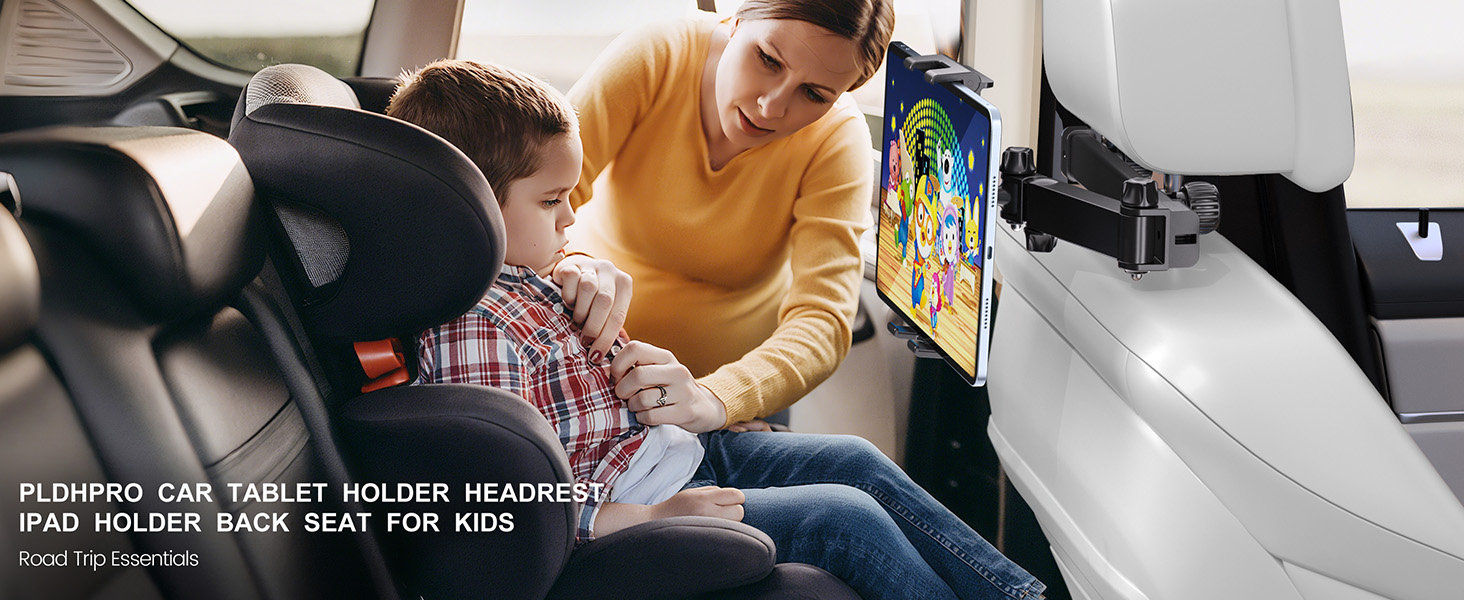 PLDHPRO Tablet Holder for Car Headrest, Foldable Stand Car Backseat Phone Tablet Mount Back Seat
