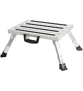 Homeon Wheels Adjustable Aluminum RV Step, Stable Foldable Platform Step, Supports Up to 1000 lb,...