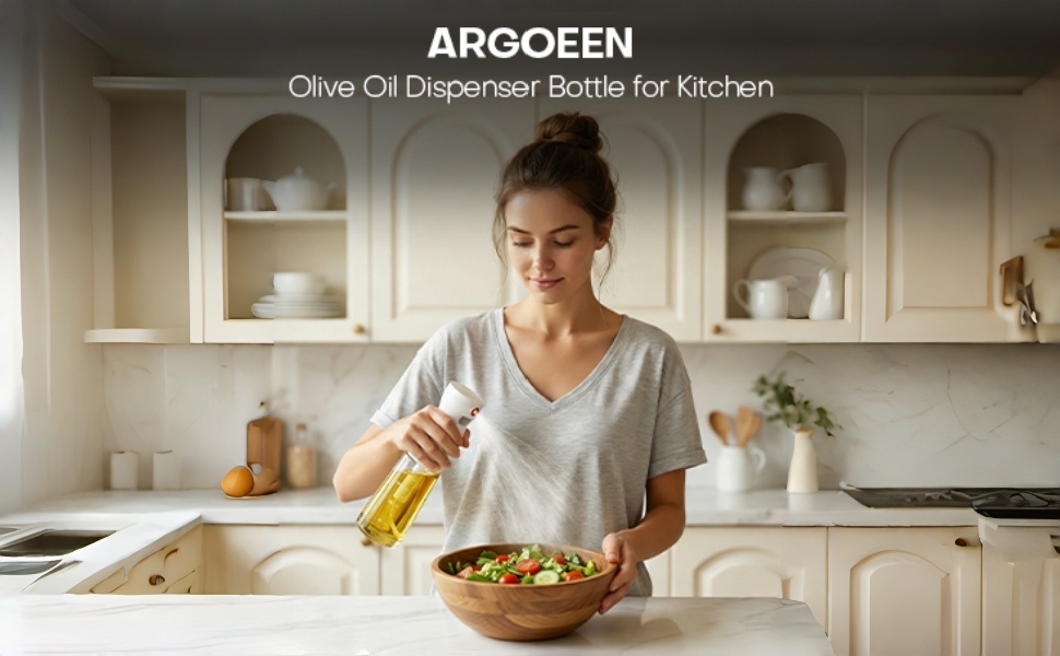 Oil Sprayer for Cooking, 7oz Even Fan-Shaped Mist Olive Oil Dispenser for Kitchen