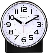 Wuyiway 4.3" No Ticking Analog Alarm Clock,Silent Readable for Seniors,Easy to Set,Gradual Rise A...