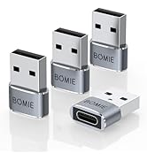 BOMIE USB to USB C Adapter 4 Pack,PD27W/66W/QC100W Fast Charging 480Mbps Data Transfer,Type-c Fem...