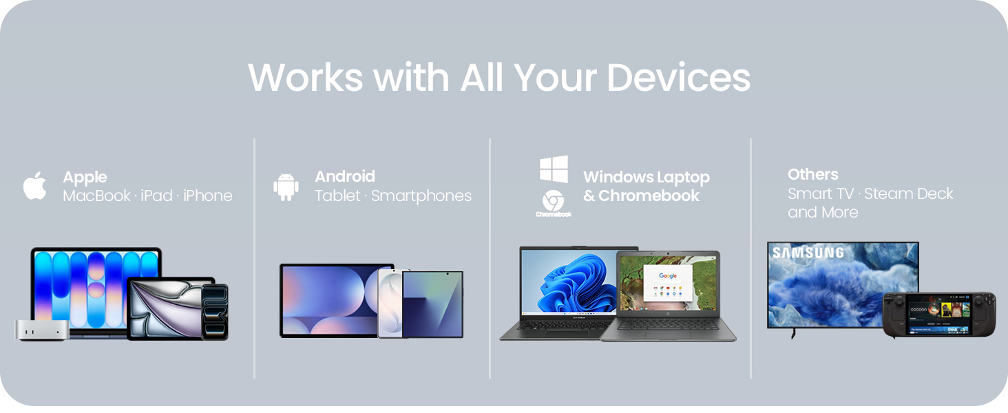 Wireless keyboard compatible with MacBook iPad iPhone Android Windows Chromebook and Steam Deck