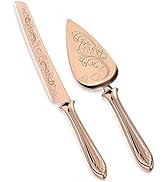KSENDALO Rose Gold Cake Knife and Server Set, Elegant Cake Cutting Set for Weddings, Premium Cake...
