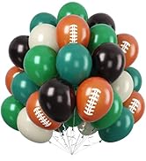 60PC Football Balloons Set, Green Football Printed Balloon, 12Inch Dark Green Black Retro Ivory W...