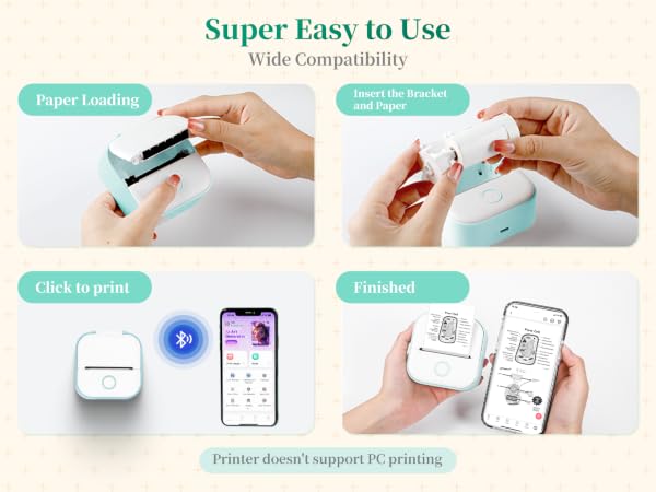 Memoking Mini Sticker Printer T02 Thermal Printer Portable Label Maker Bluetooth Photo Printer