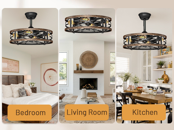 caged industrial ceiling light fan