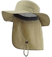 Home Prefer UPF 50+ Sun Hats for Men Women Wide Brim Fishing Hat with Neck Flap Summer Safari UV ...