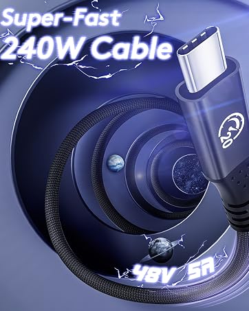 flexible usb c to usb c fast charging cable pd 240w 200w 140w 100w 65w