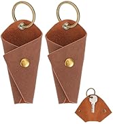 CALFOVERA 2PCS PU Leather Wrap Keychain for Motorcycle Portable Protective Keyring Cover Pouch wi...