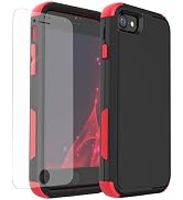 X-belmox Heavy Duty Phone Case for iPhone SE 2022 (3rd Gen) with Glass Screen Protector, 3 in 1 i...