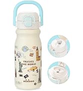 Mininoo 18oz Insulated Stainless Steel Kids Water Bottle for School | 2-in-1 Straw & Spout Lid, L...