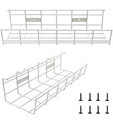 COYACOOL Under Desk Cable Tray - 2 Pack Cable Raceway for Wire Management. Metal Wire Organizer f...