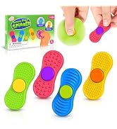 Sensory Fidget Spinnes for Kids Adults:Textured Finger Fidgets 4 Pack, Quiet Classroom Prize, Wor...