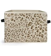 Ghoaoivo Modern Neutral Leopard Print Storage Box Bins, Trendy Cheetah Print Collapsible Storage ...
