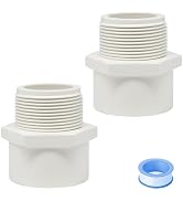 HayEastdor 2PCS 2 Inch PVC Coupling Fittings White Socket to Male Thread PVC Pipe Fitting Adapter...