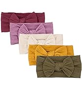Parker Baby Girl Headbands - 5 Pack of Cable Knit Nylon Bows for Girls -"Matilda Set"