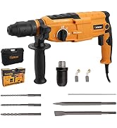 Hoteche 3-in-1 Rotary Hammer Drill 1-Inch SDS Plus Electric Hammer 6.7-Amp/800W Variable Speed Co...