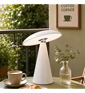 ULAROOM Cordless Mushroom Table Lamp,Touch Dimming,Adjustable Shade,White | A sculptural accent l...