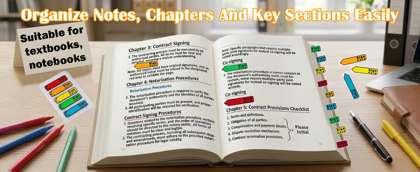 organize notes,chapters and key sections easily