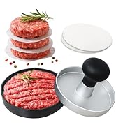 FCCUM Burger Press Patty Maker Stainless Steel Hamburger Patty Press Mold Wood Handle Non-Stick w...