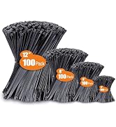 Cable Zip Ties,400 Pack Black Zip Ties Assorted Sizes 12/8/6/4 Inch,Multi-Purpose Self-Locking Ny...