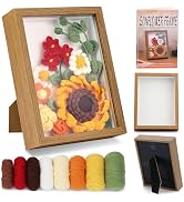 IMZAY Sunflower Crochet Kit with Photo Frame, Sunflower Knitting Weaving Set with Yarn, Hooks, In...