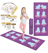 Garybank Kids Yoga Mat Set -Non-slip Exercise Mats with Fun Prints -12 Yoga Cards for Kids - Carr...