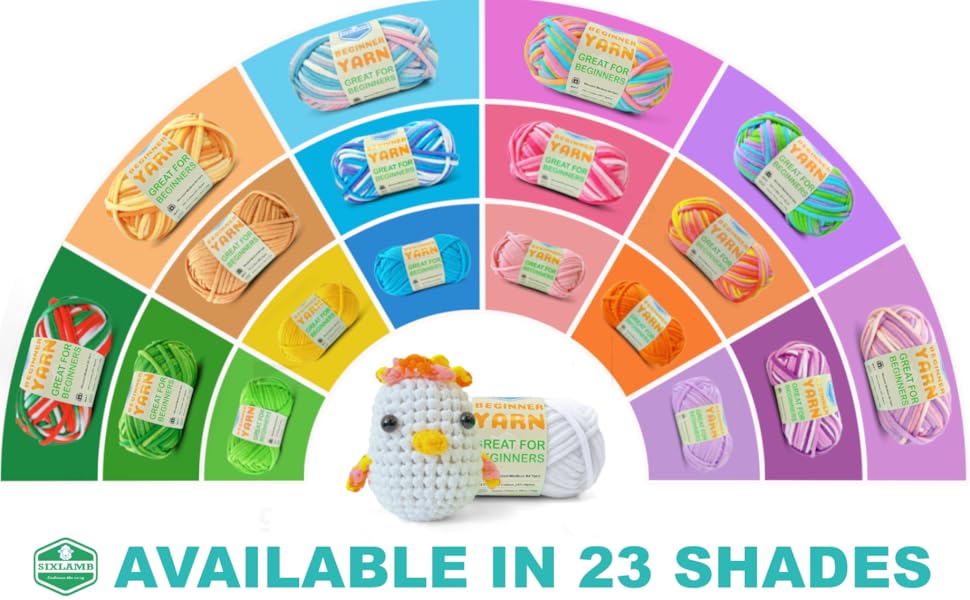 Beginner Yarn crochet knitting kit easy worsted medium #4 rainbow blue orange white multi-color