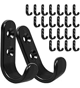 Homanu 24PCS Coat Hooks Wall Mounted, Metal Single Prong Wall Hooks with 48 Screws, No Rust Black...