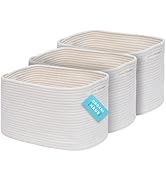 OrganiHaus Set of 3 White Woven Baskets for Organizing | Cotton Rope Basket for Decor | Shoe Bask...