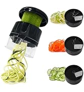 SUREWIN 3 in 1 Vegetable Spiralizer Slicer, Adjustable Zucchini Carrot Noodle Maker, Cucumber Spi...
