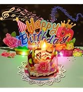 Airpark Pop Up Birthday Cards for Women with Blow-Out Candle, Music & LED Lights – 3D Interactive...