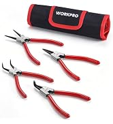 WORKPRO 4-Piece Snap Ring Pliers Set, 7-Inch Internal and External Circlip Pliers Kit with Straig...