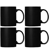 Smilatte M010 Matte Black Porcelain Coffee Mugs, 12 oz Classic Ceramic Cup with Handle for Latte ...