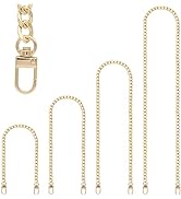 4 Pieces Different Sizes Iron Replacement Flat Chains Iron, Metal Chain Strap for DIY Purse Handb...