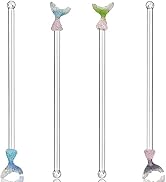 Coffee Stir Sticks Glass, Cute Swizzle Sticks for Cocktails, Reusable Drink Stir Stirrers, Holida...